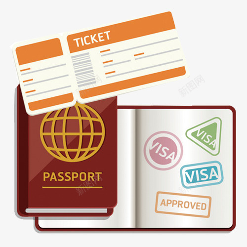 彩色卡通装饰签证png免抠素材_新图网 https://ixintu.com 出国游玩 卡通护照 签证 简约装饰 装饰图 设计图