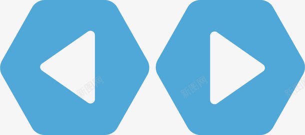 蓝色多边形按钮图标png_新图网 https://ixintu.com 创意左右按钮 左右 左右切换 左右切换矢量 左右矢量 按钮元素