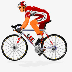 手绘红衣自行车赛车选手矢量图素材