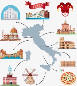 欧洲建筑物意大利景点名胜旅游地图高清图片