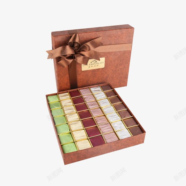 棕色巧克力盒产品实物图psd免抠素材_新图网 https://ixintu.com 包装盒 棕色巧克力盒 点心盒 礼盒 食品盒