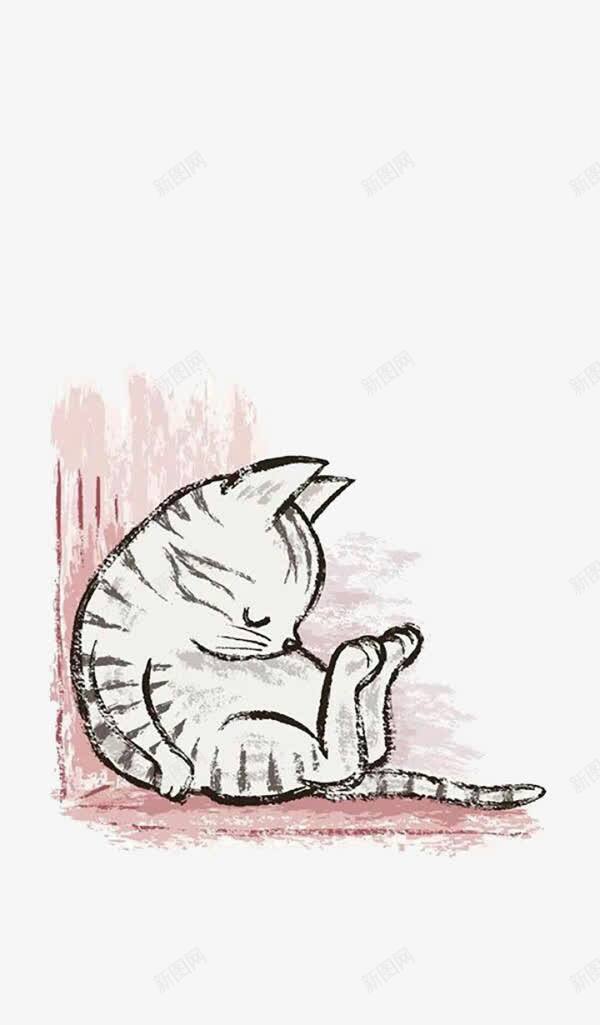 靠在墙上的猫咪png免抠素材_新图网 https://ixintu.com 创意 墙面 手绘 猫咪