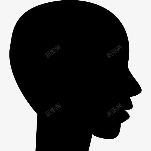 头部侧面看男性秃头的黑色剪影图标png_新图网 https://ixintu.com 人 侧视图 剪影 形状 男人 秃头 黑色