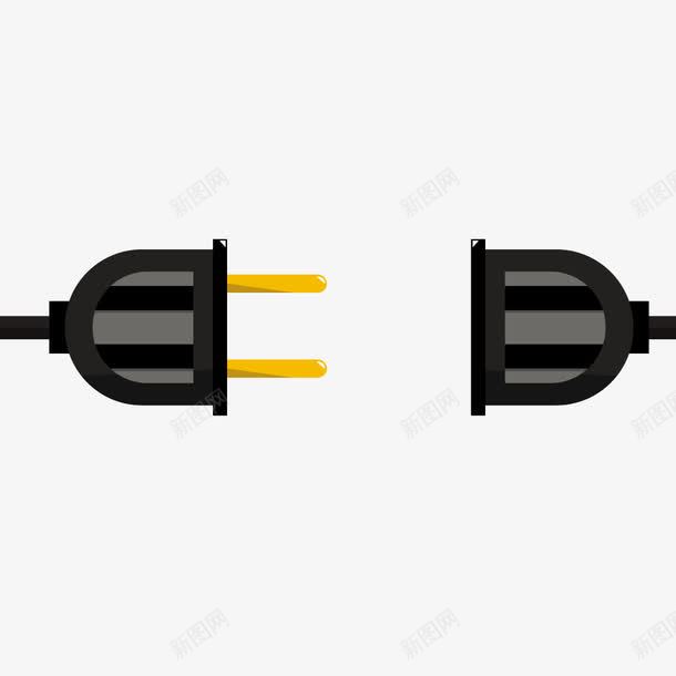 电线插头png免抠素材_新图网 https://ixintu.com 插头 插座 线头 黑色