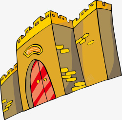 黄色城墙矢量图素材