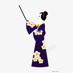 国外女性穿和服的日本教师高清图片