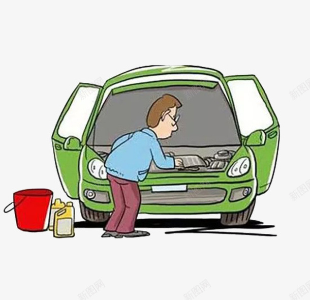 修车的人png免抠素材_新图网 https://ixintu.com 修车 修车工 修车工人 卡通 机油 水桶 简笔 红色的 绿色的