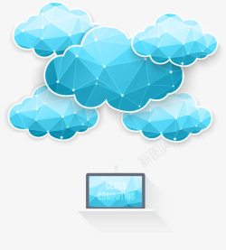 多边形云计算机云计算多边形云图案矢量图高清图片