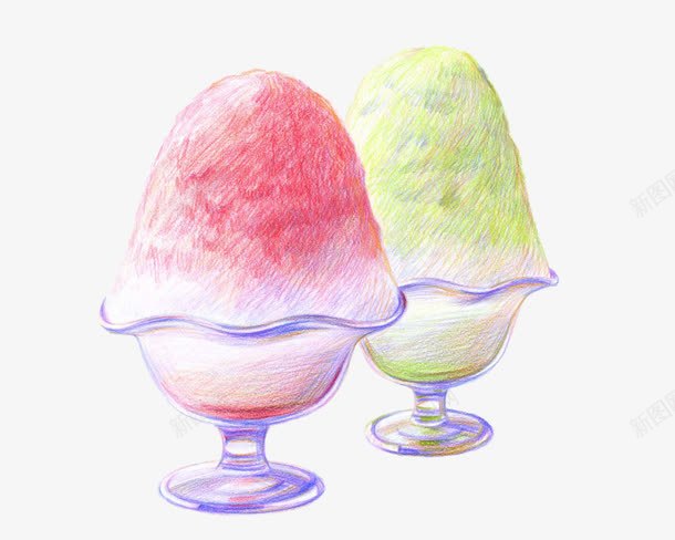 冰沙png免抠素材_新图网 https://ixintu.com 玻璃杯底座 红绿碎冰 降温消暑甜品