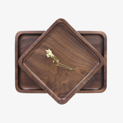 长方实木餐桌高档黑胡桃木茶托盘高清图片