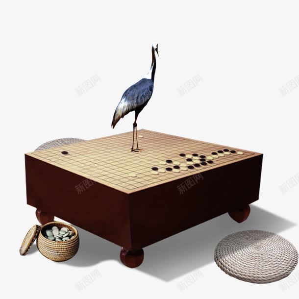 焚琴煮鹤png免抠素材_新图网 https://ixintu.com 下棋 仙鹤 棋盘 琴棋书画