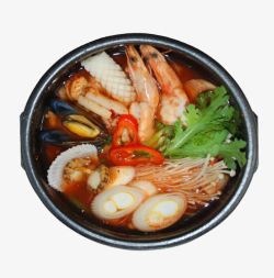 花蛤虾汤产品实物麻辣三鲜砂锅虾花蛤章鱼高清图片