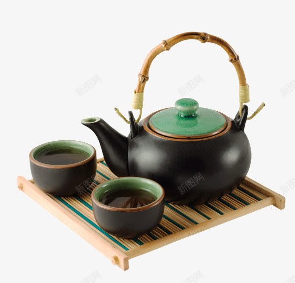 茶壶旁边的茶png免抠素材_新图网 https://ixintu.com 产品实物 绿茶 茶叶 茶壶 茶杯 茶道