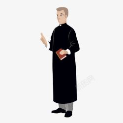 教堂人员黑色长袍牧师高清图片