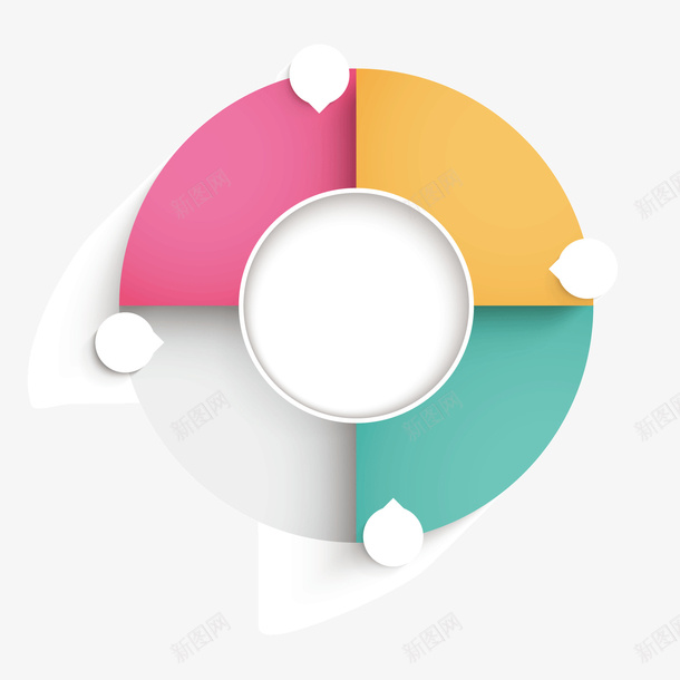 彩色圆环矢量图ai免抠素材_新图网 https://ixintu.com 分析 商务 四部分 圆环 彩色 数据 阴影 矢量图