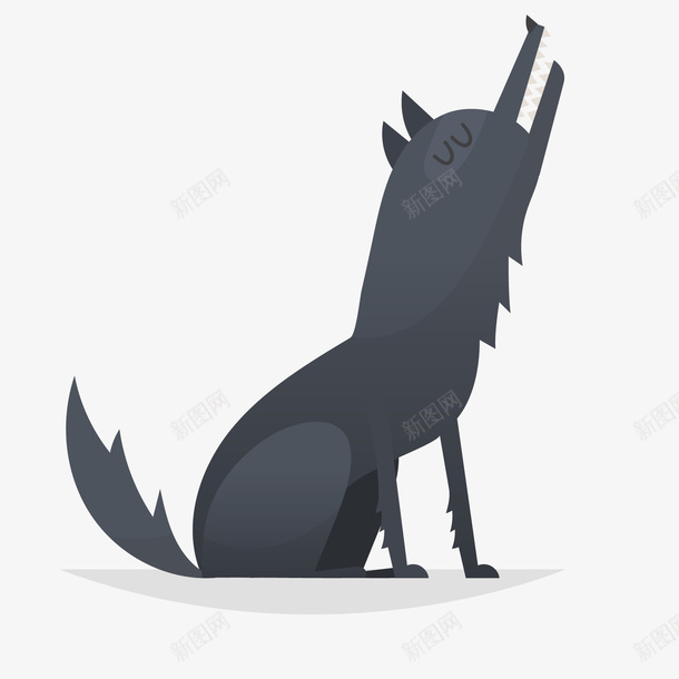 灰色的狼动物矢量图ai免抠素材_新图网 https://ixintu.com 动物设计 嚎叫 夜晚 头狼 森林 狼 矢量图 野生动物