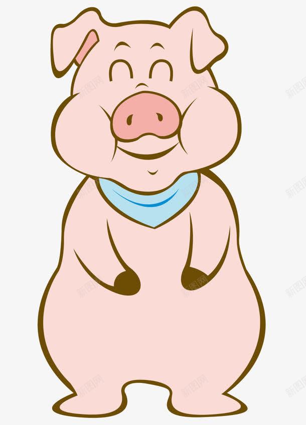 一只卡通小猪png免抠素材_新图网 https://ixintu.com 卡通 卡通动物 大鼻子 小猪 粉红色的动物 蓝色围巾