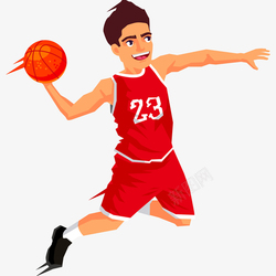 红色篮球场地篮球运动员投篮插画矢量图高清图片