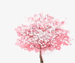 粉红色花树装饰图案素材