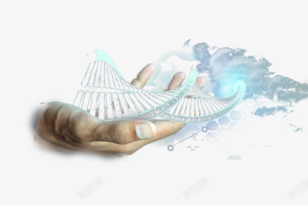 握在手心的DNApng免抠素材_新图网 https://ixintu.com DNA 云朵 发光 手 科技