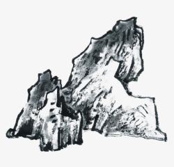 平面中国画素材水墨画假山高清图片