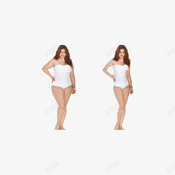 站着肥胖对比的女士png免抠素材_新图网 https://ixintu.com 卡通 女士 对比 手绘 瘦子 白色 站着 美丽 肥胖对比 胖子