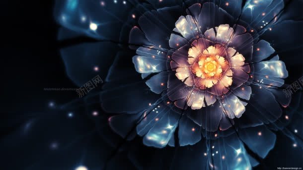 神秘蓝色的发光花朵jpg设计背景_新图网 https://ixintu.com 发光 神秘 花朵 蓝色
