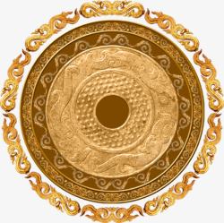 古法制曲中国古代黄铜装饰圆盘高清图片