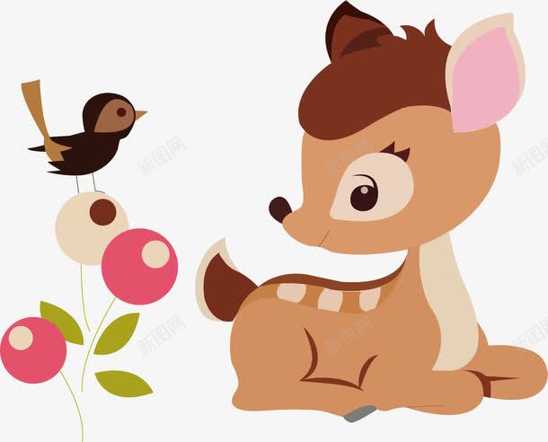 卡通动物png免抠素材_新图网 https://ixintu.com 人偶玩具 动物 卡通动物 卡通手绘 小鸟 梅花鹿