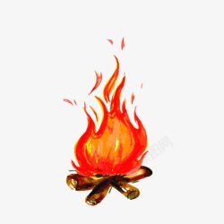 木材火焰手绘火堆高清图片