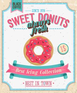 甜甜圈店复古餐厅海报宣传单矢量图高清图片