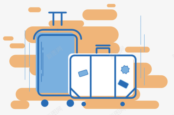 旅行青蛙风格mbe旅行行李箱图标元素图标