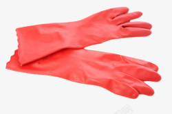 一双桔色手套一双红色塑胶手套实物高清图片
