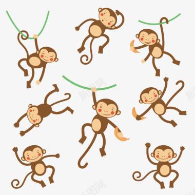 扁平化卡通小猴子图标图标