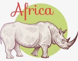 陆上手绘非洲陆上犀牛动物高清图片
