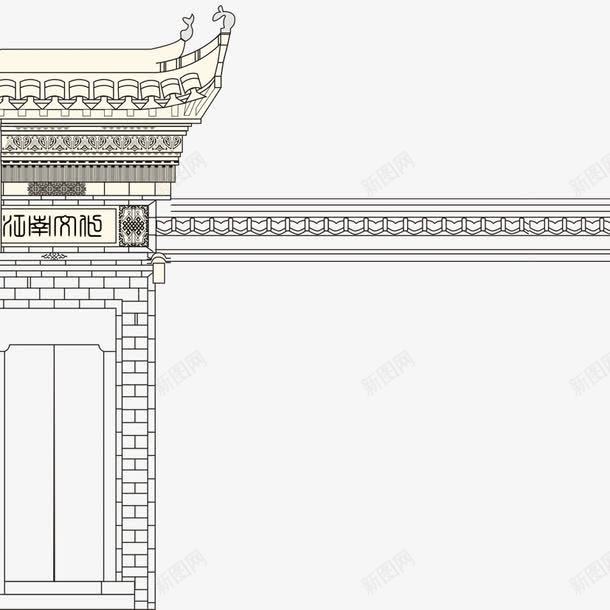 江南水乡png免抠素材_新图网 https://ixintu.com 古代牌楼 建筑线稿 手绘建筑 江南 牌楼 门牌