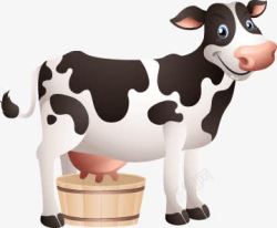 挤牛奶卡通奶牛高清图片