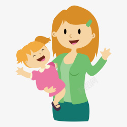儿女孩子母亲节插画风妈妈和儿女矢量图高清图片