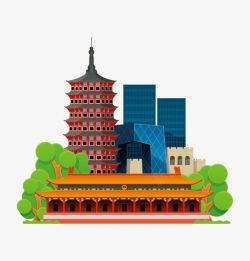 城市装饰画北京卡通名胜古迹高清图片