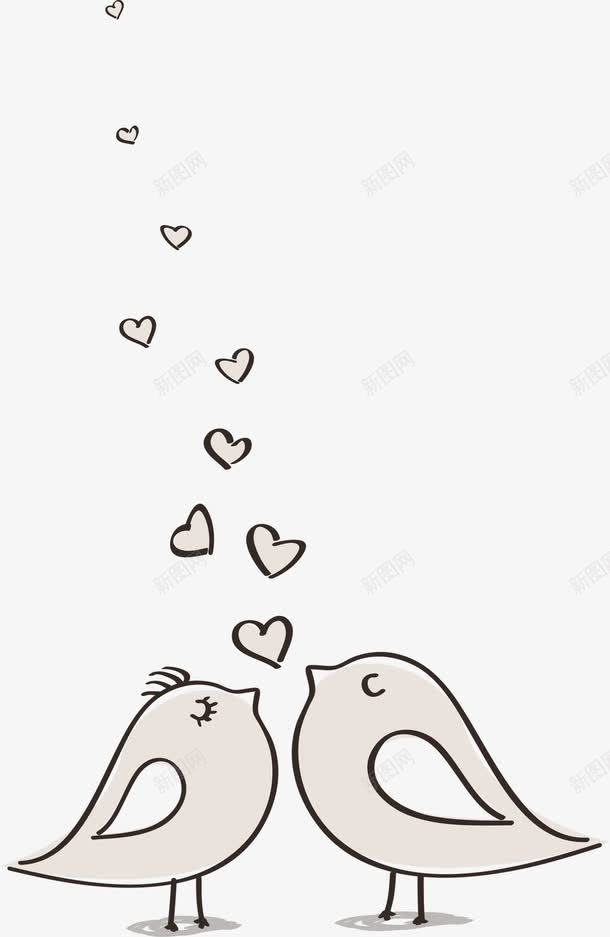 亲嘴的小鸟png免抠素材_新图网 https://ixintu.com 卡通 可爱 小鸟 插画 爱情
