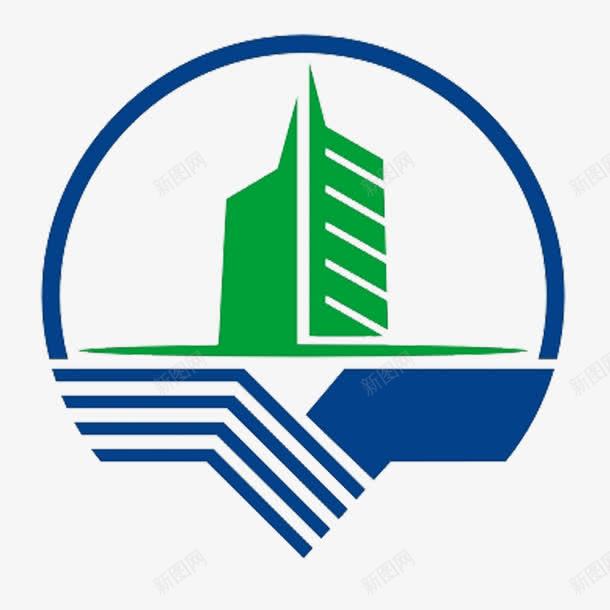 合作logo弧形图标png_新图网 https://ixintu.com 共创家园 合作logo 合作创新 弧形 绿色大楼 蓝色 高楼大厦