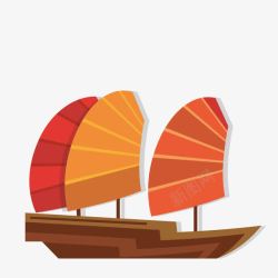 橘色船帆的小船简图素材