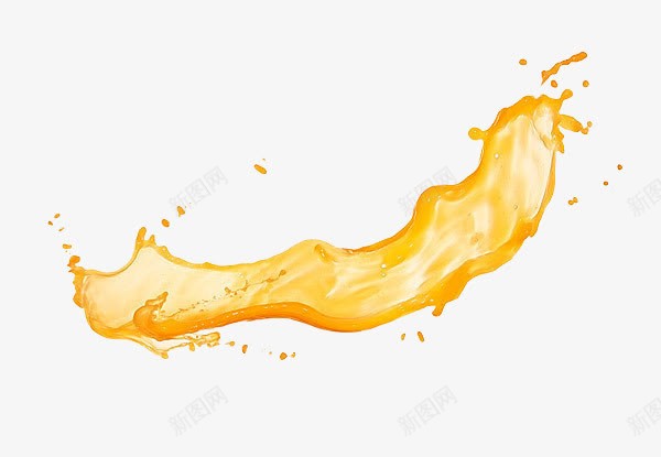 飞舞的水花带子png免抠素材_新图网 https://ixintu.com 橙汁 橙色的 水纹 水花 飘带