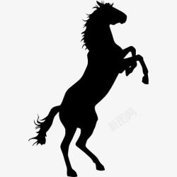马的头部轮廓野马黑色剪影图标高清图片