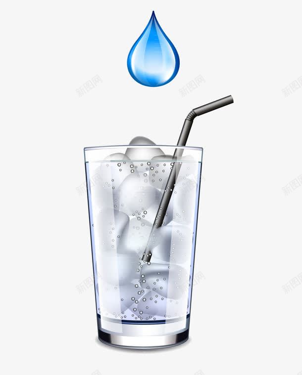 玻璃杯中的冰块png免抠素材_新图网 https://ixintu.com 冰块 吸管 杯子 水滴 玻璃杯