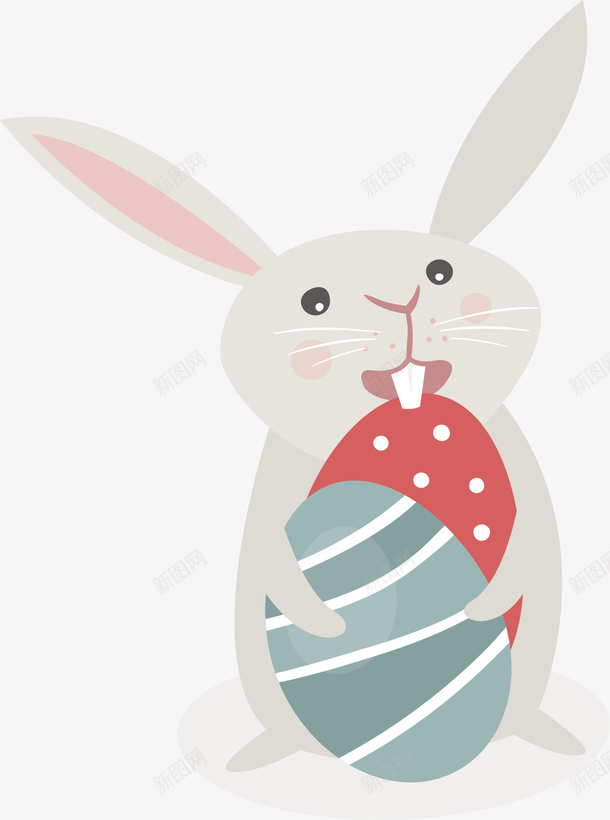 抱着彩蛋的可爱灰兔子png免抠素材_新图网 https://ixintu.com 可爱灰兔子 复活节 复活节兔子 抱着彩蛋 灰色兔子 矢量png