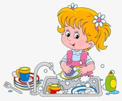 家务活洗碗的女孩高清图片