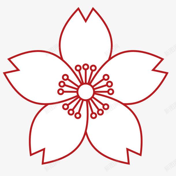 樱花红色图标png_新图网 https://ixintu.com PNG图片 樱花 红色 线型花朵