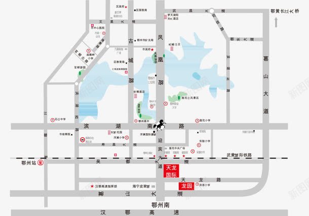 区位图png免抠素材_新图网 https://ixintu.com 主干道 区位图 商业中心 城市规划 城市规划图 矢量素材