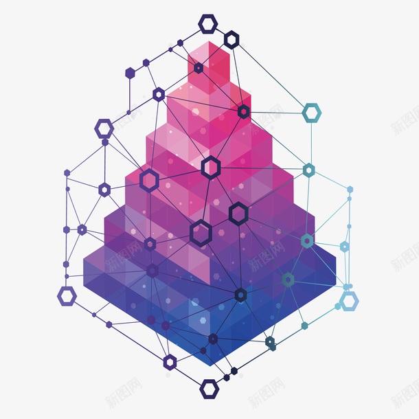 立体空间多维度积木png免抠素材_新图网 https://ixintu.com 多维度 好看炫酷 层叠交融 彩虹色 积木 立体空间